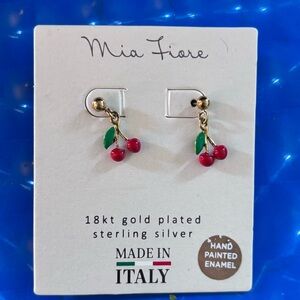 Mia Fiore Gold-Plated Cherry Drop Earrings in Red